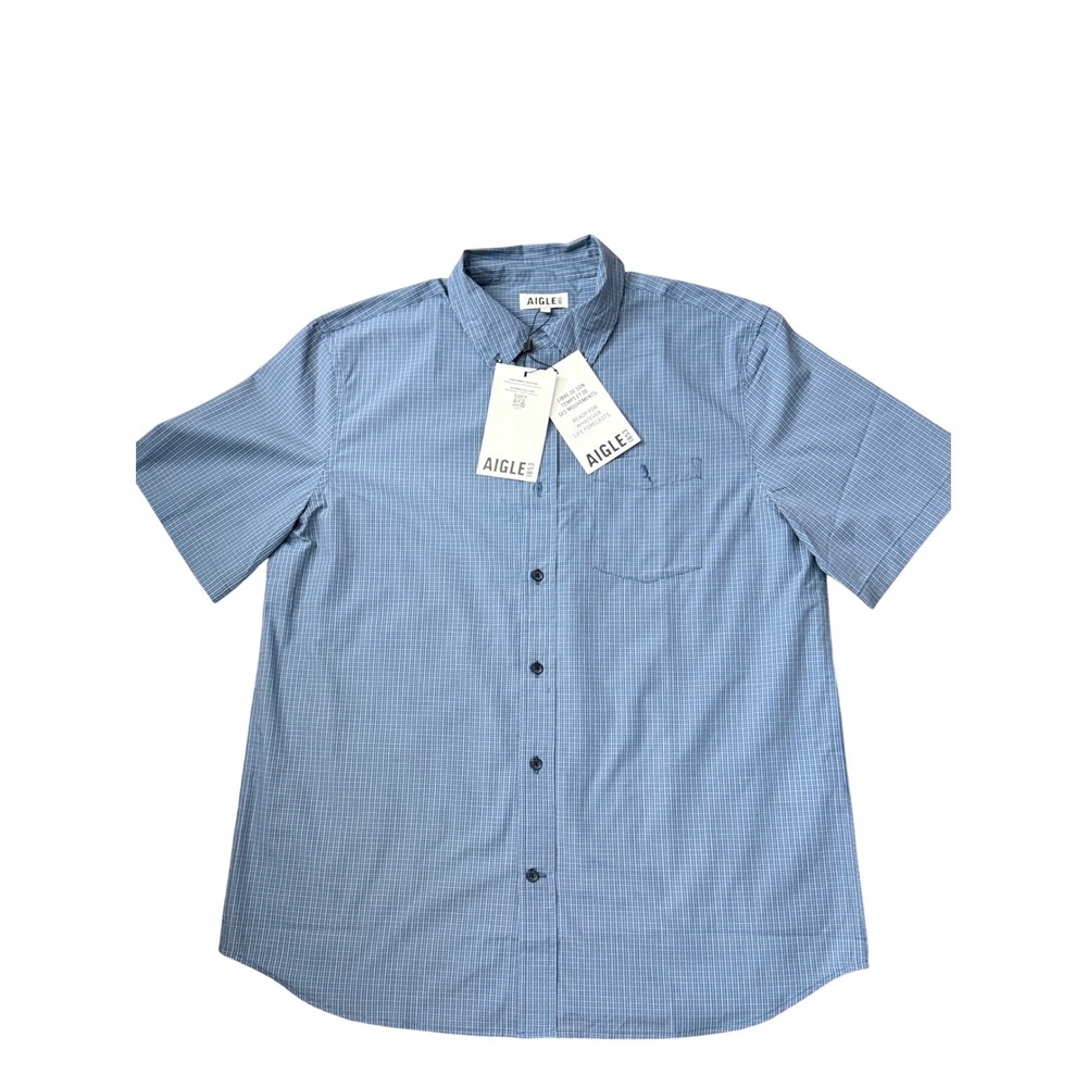 Aigle 1853 Summer Quick Dry Short Sleeve Button Down Shirt Size  L CC25 NWT